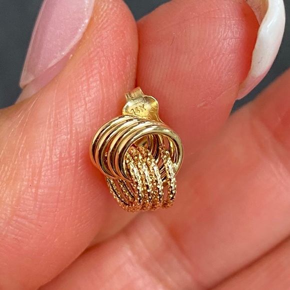 Solid 14K Gold unique cute stud Earrings pushback - Picture 6 of 9